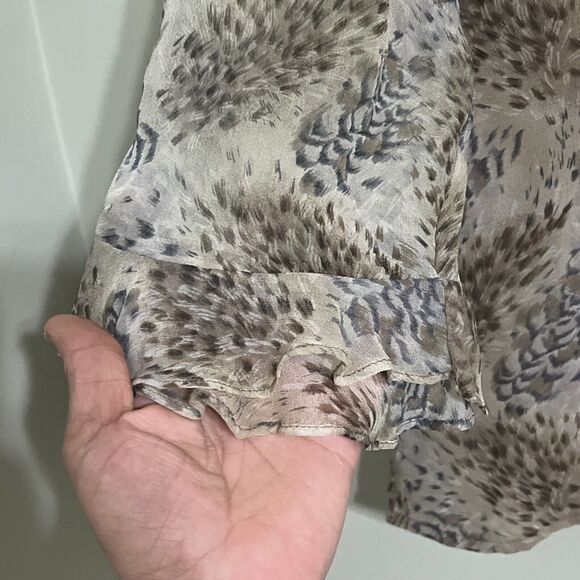 Allison Taylor 100% Silk Shirt Women's Medium Brown Blouse Top Career - Picture 4 of 7